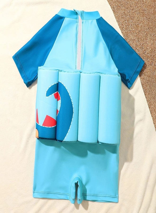 IDOPIP Kids Baby Boys Float Suit with Adjustable Buoyancy Dinosaur Floatation Swimsuit Floating Swimwear Bathing Suit Toddler Swim Vest with 8 Removable Buoyancy Sticks Blue Dinosaur + Guitar 2-3 Years - Image 4